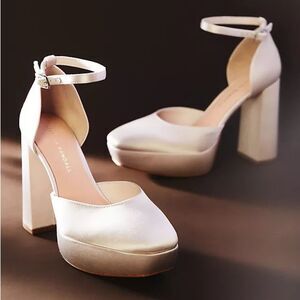 NEW Loeffler Randall Satin Selina Closed-Toe Platform Heels 10